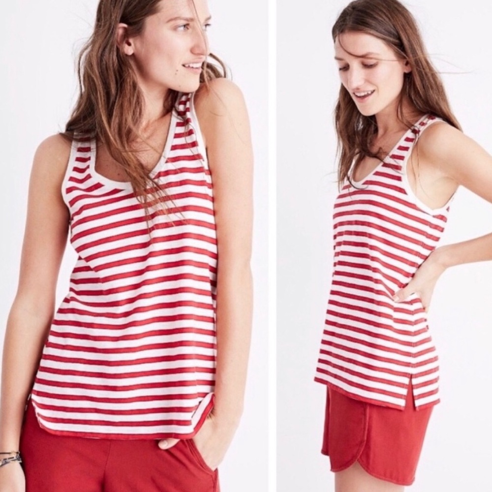 Madewell Red & White Striped Scoop Neck